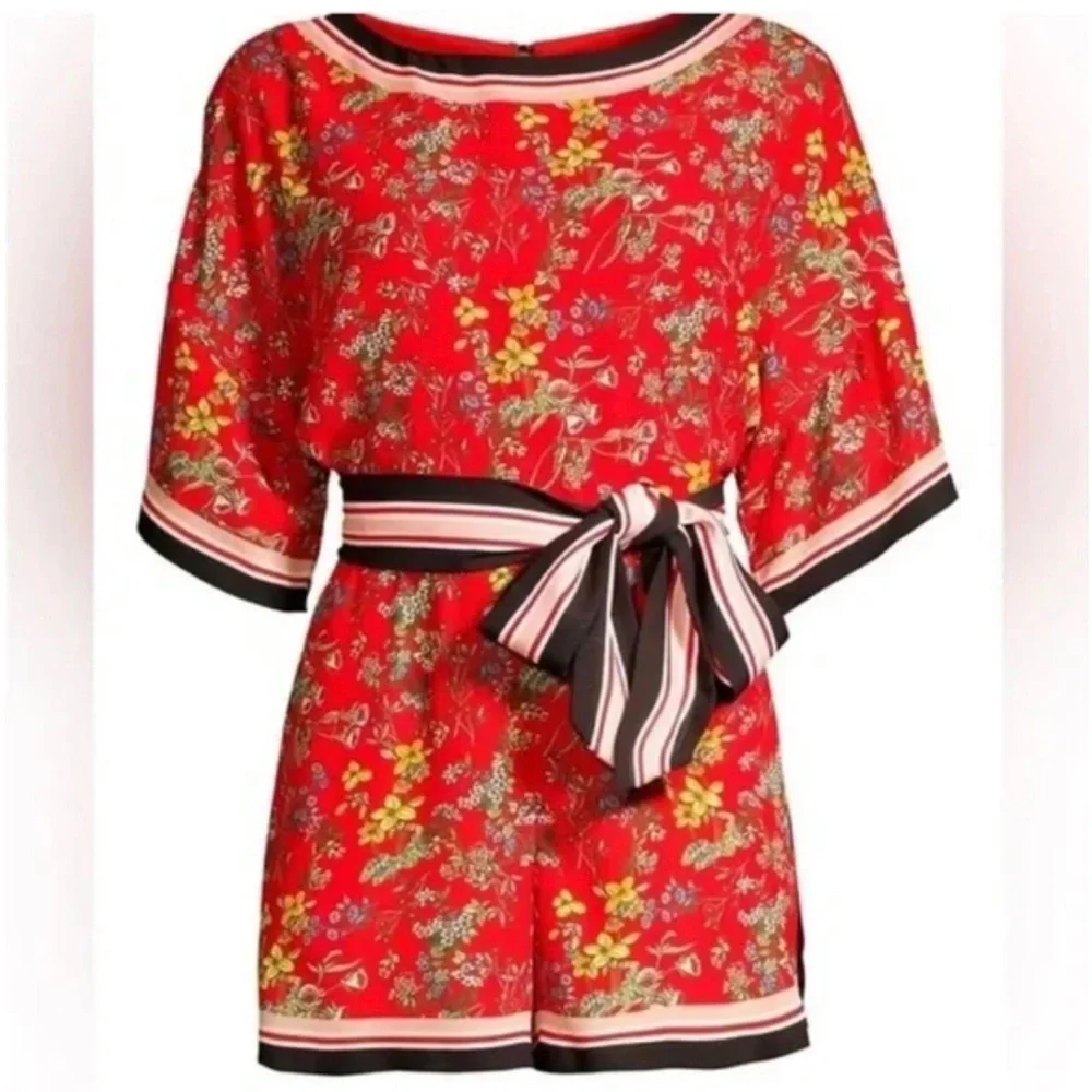 NWOT Alice + Olivia Bowie Floral Red Romper Size 6
